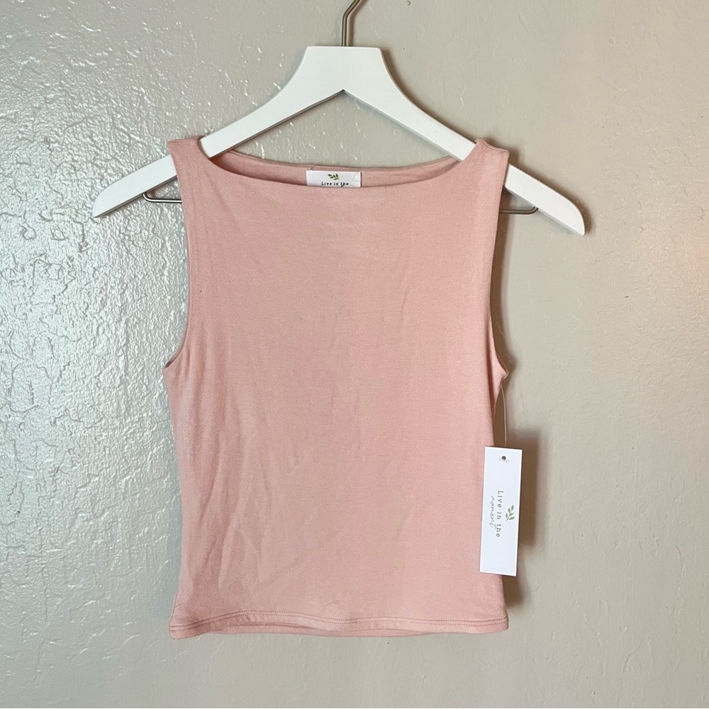 Live In The Moment Blush Pink High Neck Tank Top